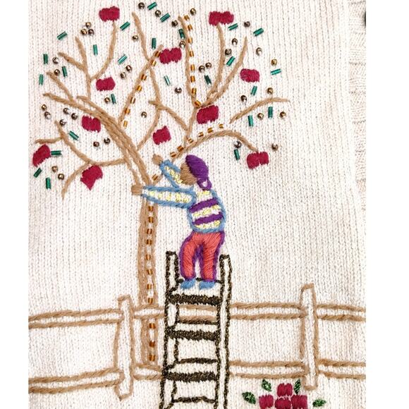 Alfred Dunner Cardigan Sweater Embroidered Button Up Knit Ramie Cream Womens XL - Picture 8 of 8